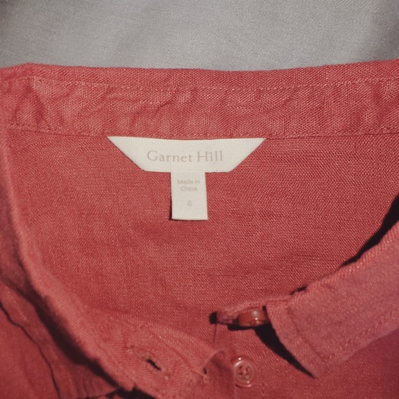 Garnet Hill Women's Dress  Linen Sleeveless Red Button Front Casual Shift Size 6 - Picture 8 of 14